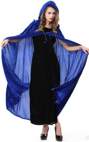B048-1 Halloween  costume party performance clothing dense velvet witch cloak